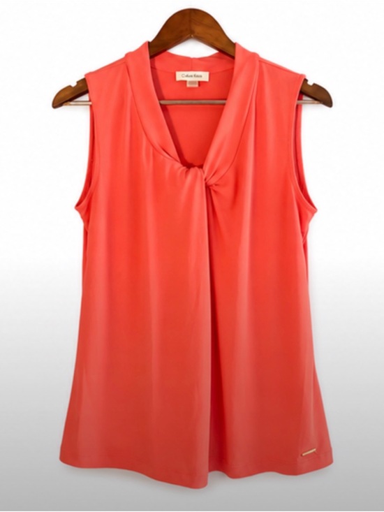 Calvin Klein Tops - Calvin Klein Coral Knot-Front Sleeveless Womens Top Medium